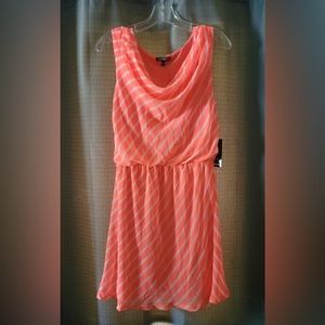 Express Sherbet Orange and White Asymmetrical Stripe Sleeveless Dress Med. NWT